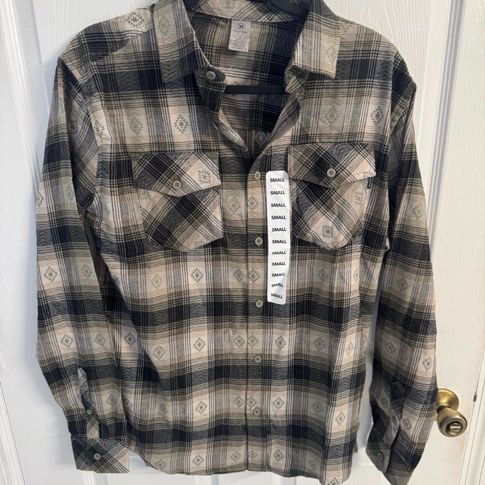 Hurley Men's Long Sleeve Ultra Soft Brushed Flannel Button Up Shirt Small